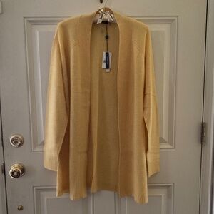 Magaschoni 100% Cashmere Lightweight Open Cardigan/Amber Light/L/PF 18597/NWT!!!